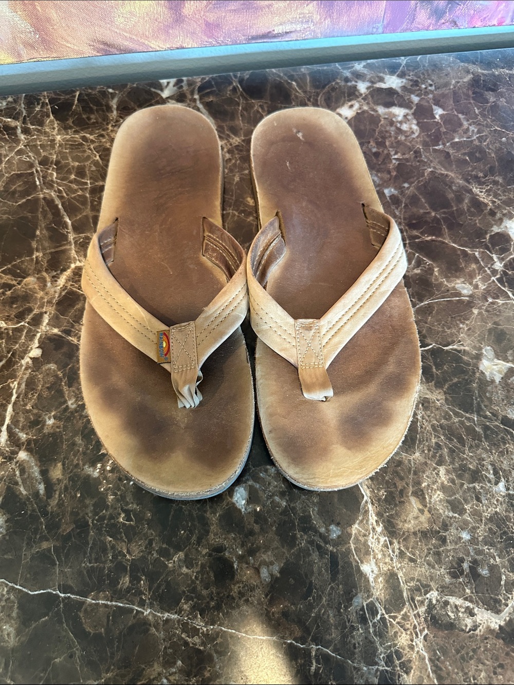 Men's Brown Rainbow Flip Flops - Casual Summer Sandals